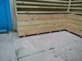 Smooth trough wooden planters with 4 rows of planks
