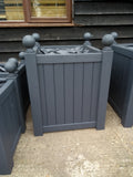 Versailles square wooden planters painted with Cuprinol's Urban Slate