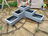 L shaped corner decking planter - 3 tiered, painted in Cuprinol's Silver Birch