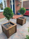 Aston square wooden planters - stained with warm oak woodstain