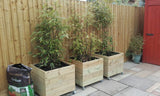 Wooden planters on wheels / casters (square wooden planter, 4 rows of decking)