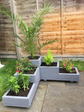 L shaped corner decking planter - 3 tiered, painted in Cuprinol's Silver Birch